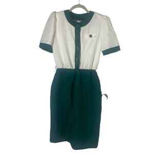 Tabby of California Vintage Navy green and white dress Women's Size 10